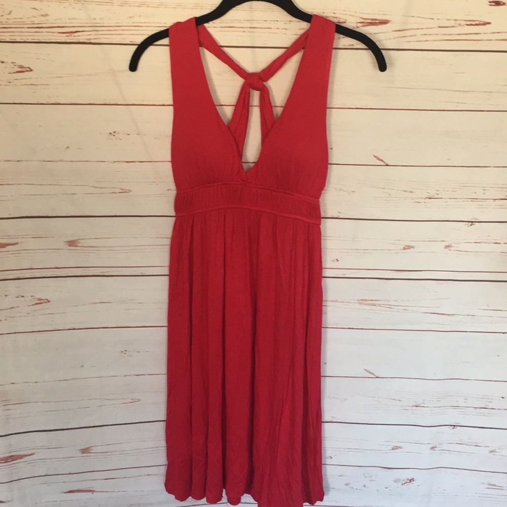 Red Deep V Neck Dress
